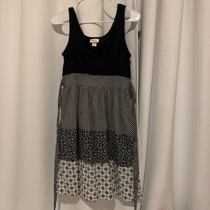 black and white mixed pattern dress